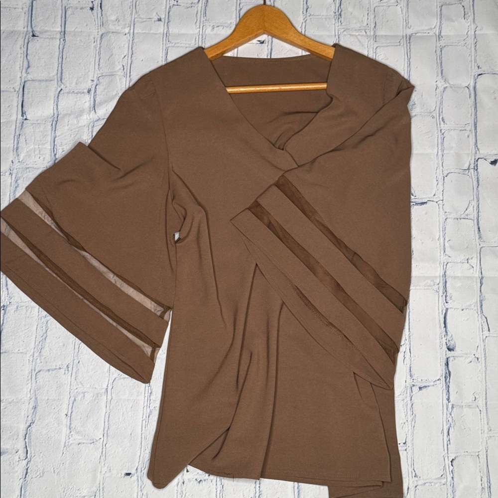 Elegant V-Neck brown Blouse